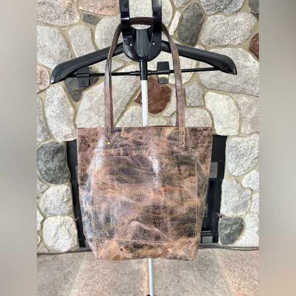 Hand painted leather tote